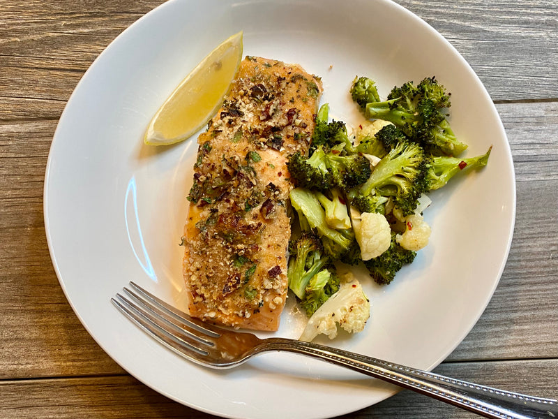 Roasted pecan crusted salmon